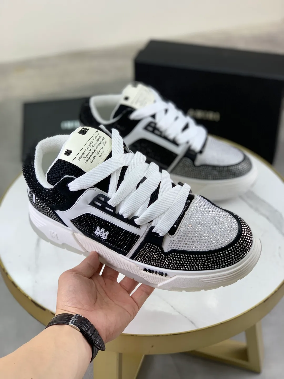 Men's men's shoes 💰P760 New [Amiri] hot diamond series Amiri - high-end quality original order casual shoes for couples 🧑‍🤝‍🧑 - Upper: 🔝Nappa calfskin, suede cowhide, canvas body hot work - Lining: brand mesh canvas cloth - Outsole: ultra-light tpu·rubber; multi-color molded outsole -Ultra-high quality control and exquisite workmanship: highlighted (high-end, extravagance, and class) -Size: Female 35-40 (41 customized) Male 38-45 (46 customized)